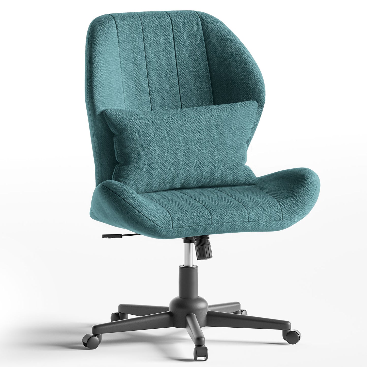 Criss Cross Office Chair with Wheels, Wide Armless Desk Chair with Tall Back, Ergonomic Cross-Legged Vanity Chair for Bedroom & Home Office