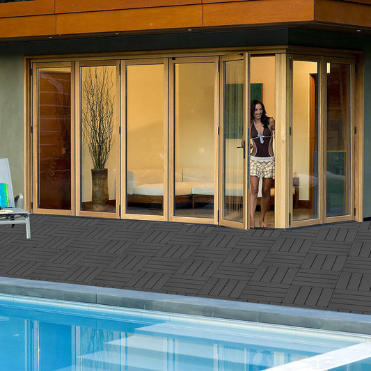1ft. x 1ft. Patio Plastic Interlocking Deck Tiles, Deck Tiles Interlocking Outdoor All Weather (44 per Case)