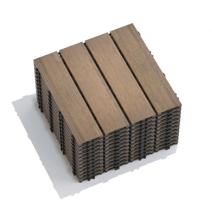 Oak Wood-Plastic Composite Patio Deck Tiles, 12 in. x 12 in. Interlocking Deck Tiles