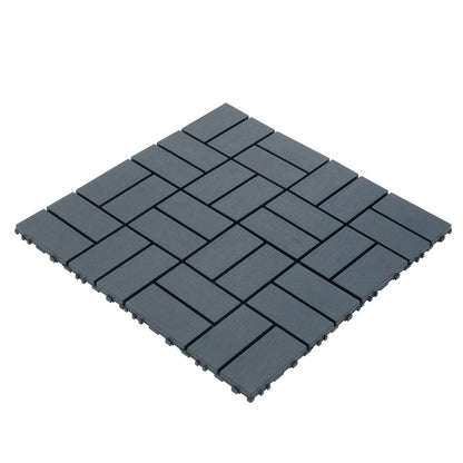 12 in. x 12 in. Plastic Interlocking Deck Tiles, Waterproof 8-slat Flooring Tile in Brown(44-Pack)
