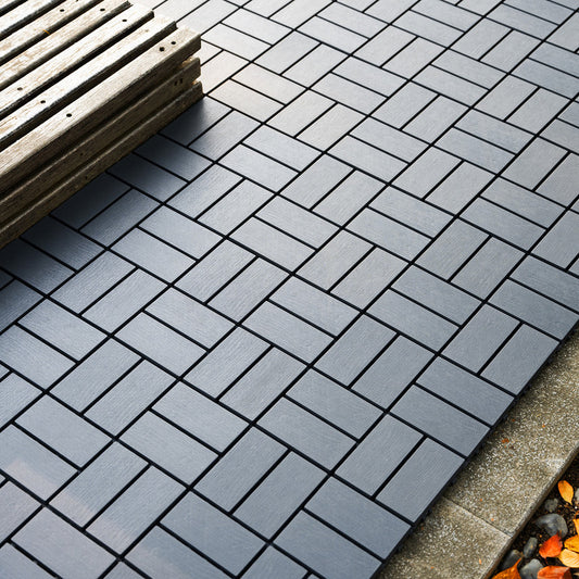 12 in. x 12 in. Plastic Interlocking Deck Tiles, Waterproof 8-slat Flooring Tile in Brown(44-Pack)