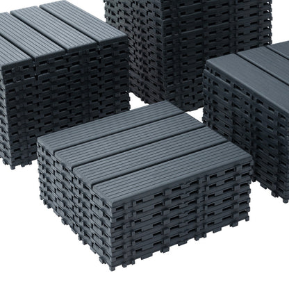 12 in. x 12 in. Plastic Interlocking Deck Tiles, 4-slat Outdoor Flooring Tile in Brown(44-Pack)