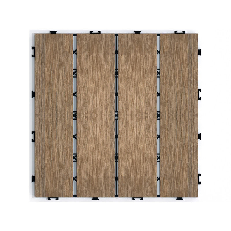 Oak Wood-Plastic Composite Patio Deck Tiles, 12 in. x 12 in. Interlocking Deck Tiles