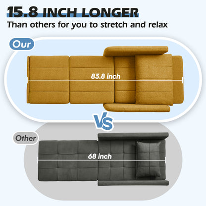 84" Extra-Long Sleeper Chair, 4-in-1 Convertible Pull-Out Chair Bed, Single Sofa Bed for Adults, Perfect for Living Rooms & Small Spaces