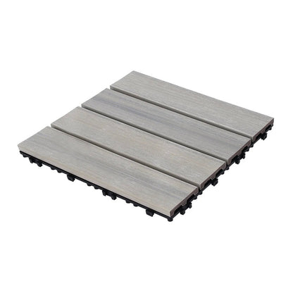 Wood-Plastic Composite Patio Deck Tiles, 12 in. x 12 in. Interlocking Deck Tiles in Light Grey