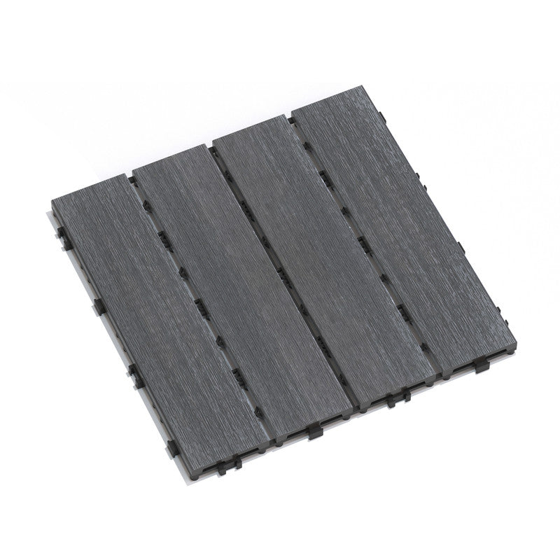 Wood-Plastic Composite Patio Deck Tiles, 12 in. x 12 in. Interlocking Deck Tiles in Grey