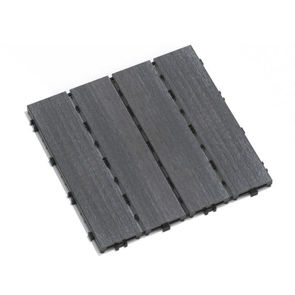 Wood-Plastic Composite Patio Deck Tiles, 12 in. x 12 in. Interlocking Deck Tiles in Grey