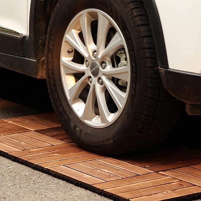 Oak Wood-Plastic Composite Patio Deck Tiles, 12 in. x 12 in. Interlocking Deck Tiles