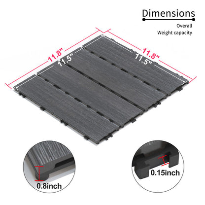 Wood-Plastic Composite Patio Deck Tiles, 12 in. x 12 in. Interlocking Deck Tiles in Grey