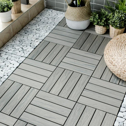 Wood-Plastic Composite Patio Deck Tiles, 12 in. x 12 in. Interlocking Deck Tiles in Light Grey
