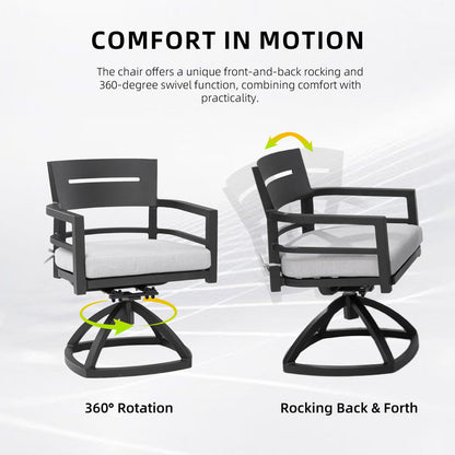 Cavallo Black Aluminum Outdoor Swivel Rocker with Sunbrella Cushions (2-Pack)