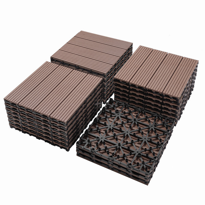 11.8 in. x 11.8 in. Interlocking Deck Tiles (Set of 20), Waterproof Wood Plastic Composite Outdoor Floor Tiles