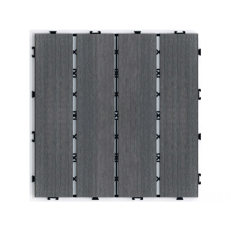 Wood-Plastic Composite Patio Deck Tiles, 12 in. x 12 in. Interlocking Deck Tiles in Grey