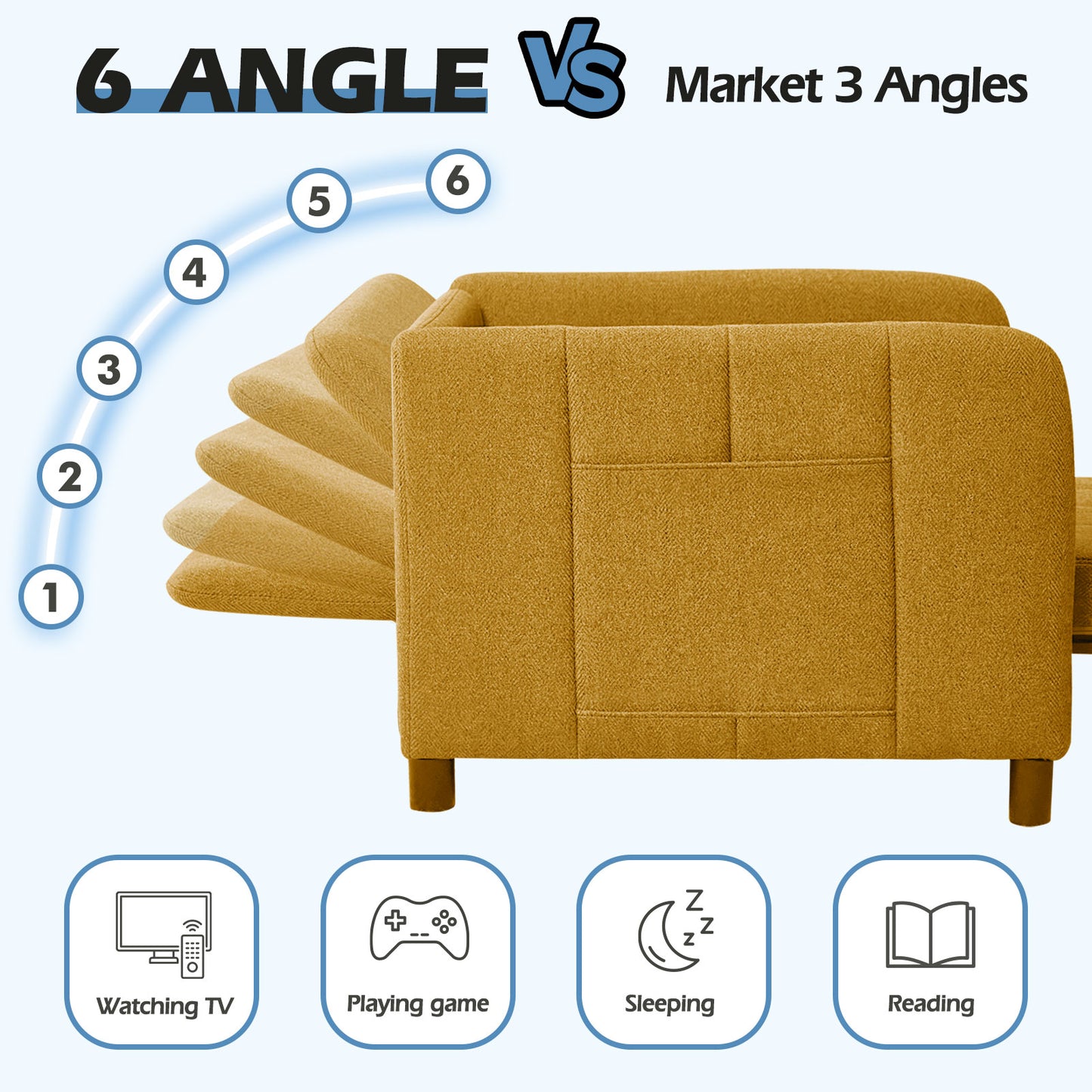 84" Extra-Long Sleeper Chair, 4-in-1 Convertible Pull-Out Chair Bed, Single Sofa Bed for Adults, Perfect for Living Rooms & Small Spaces