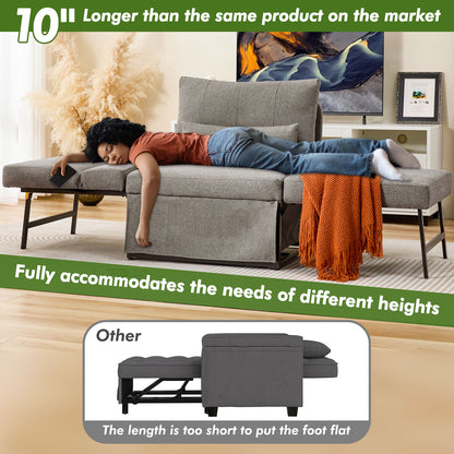 5-in-1 Convertible Sleeper Chair Bed, Assembly-Free Folding Sofa Chair with Adjustable Backrest, Linen Ottoman Sofa Bed for Apartment & Living Room