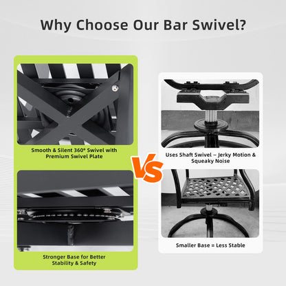 Barvallo Swivel Aluminum Outdoor Bar Stool with Sunbrella Cast Silver Cushion (2-Pack)