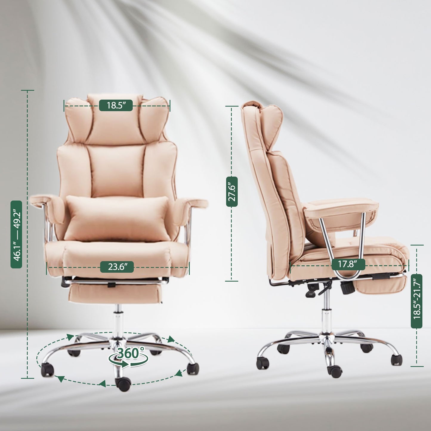 Big & Tall Executive Office Chair with Footrest – Reclining High-Back Leather Chair, Heavy-Duty Support up to 400 lbs