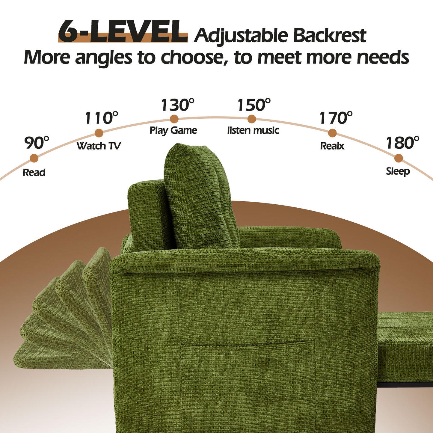 4-in-1 Convertible Sleeper Chair, 79" Pull-Out Chair Bed with Adjustable Backrest, 500 lb Capacity Single Sofa Bed with Pillow for Living Room & Small Spaces