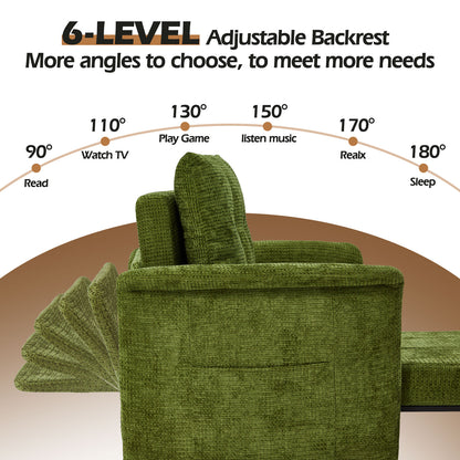4-in-1 Convertible Sleeper Chair, 79" Pull-Out Chair Bed with Adjustable Backrest, 500 lb Capacity Single Sofa Bed with Pillow for Living Room & Small Spaces