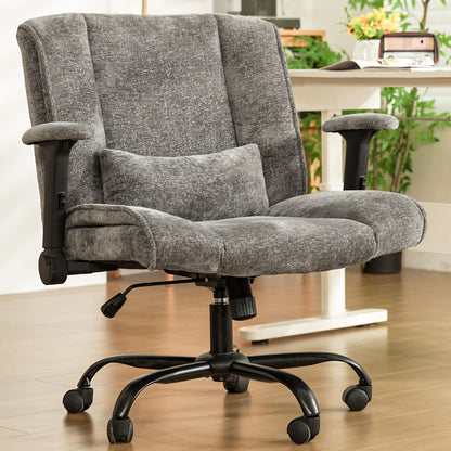 Criss Cross Office Chair with Wheels & Flip-Up Arms, Wide Cross-Legged Desk Chair with Lumbar Support & Adjustable Tilt for Home Office & Bedroom