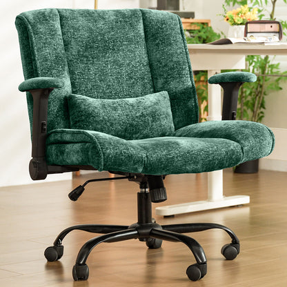 Criss Cross Office Chair with Wheels & Flip-Up Arms, Wide Cross-Legged Desk Chair with Lumbar Support & Adjustable Tilt for Home Office & Bedroom