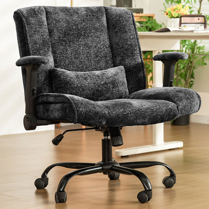 Criss Cross Office Chair with Wheels & Flip-Up Arms, Wide Cross-Legged Desk Chair with Lumbar Support & Adjustable Tilt for Home Office & Bedroom