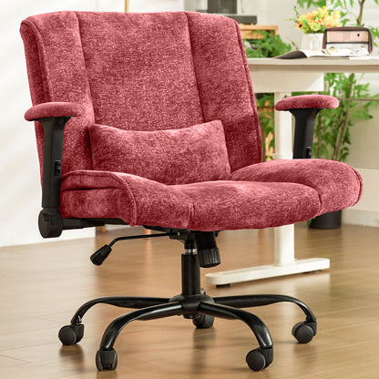 Criss Cross Office Chair with Wheels & Flip-Up Arms, Wide Cross-Legged Desk Chair with Lumbar Support & Adjustable Tilt for Home Office & Bedroom