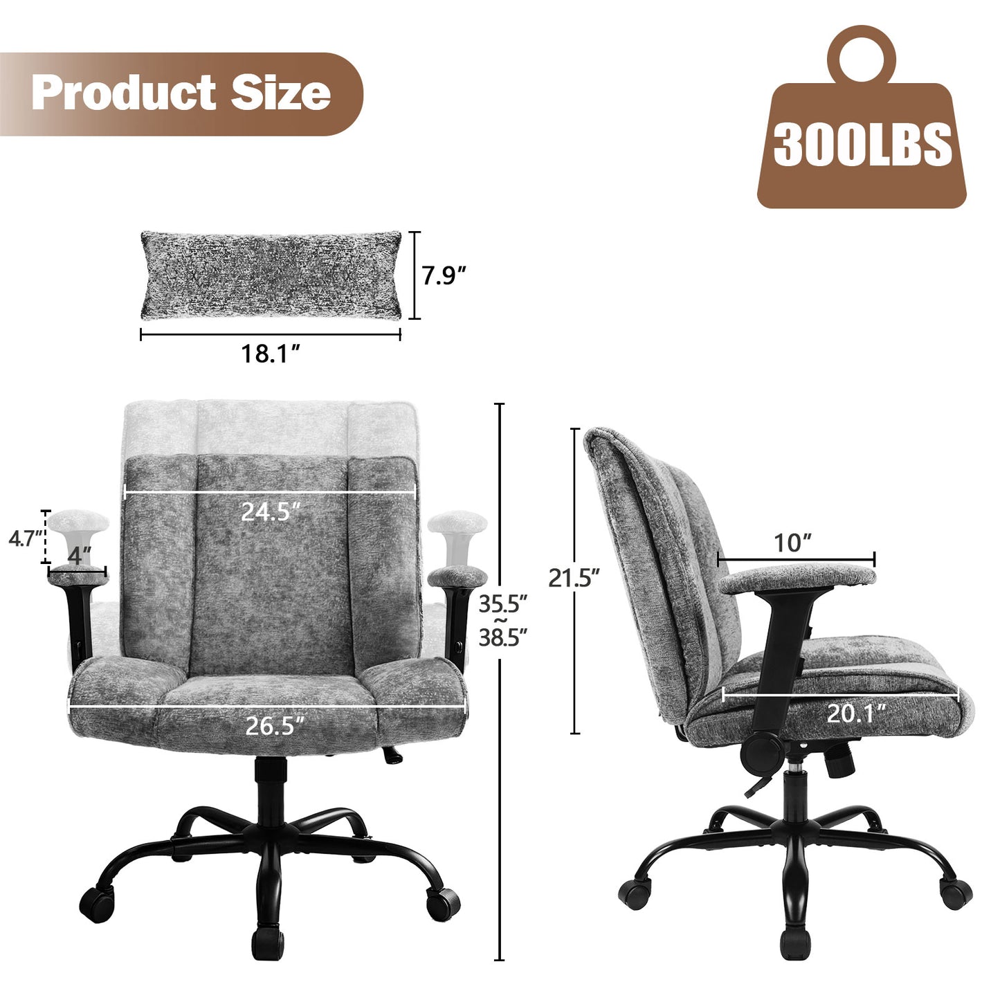 Criss Cross Office Chair with Wheels & Flip-Up Arms, Wide Cross-Legged Desk Chair with Lumbar Support & Adjustable Tilt for Home Office & Bedroom