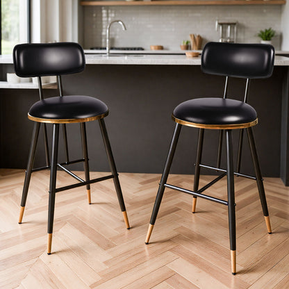 Bar Stools Set of 2, 26" Counter Height Upholstered Bar Chairs with Back for Kitchen Island & Home Bar