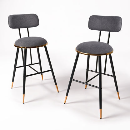 Bar Stools Set of 2, 26" Counter Height Upholstered Bar Chairs with Back for Kitchen Island & Home Bar