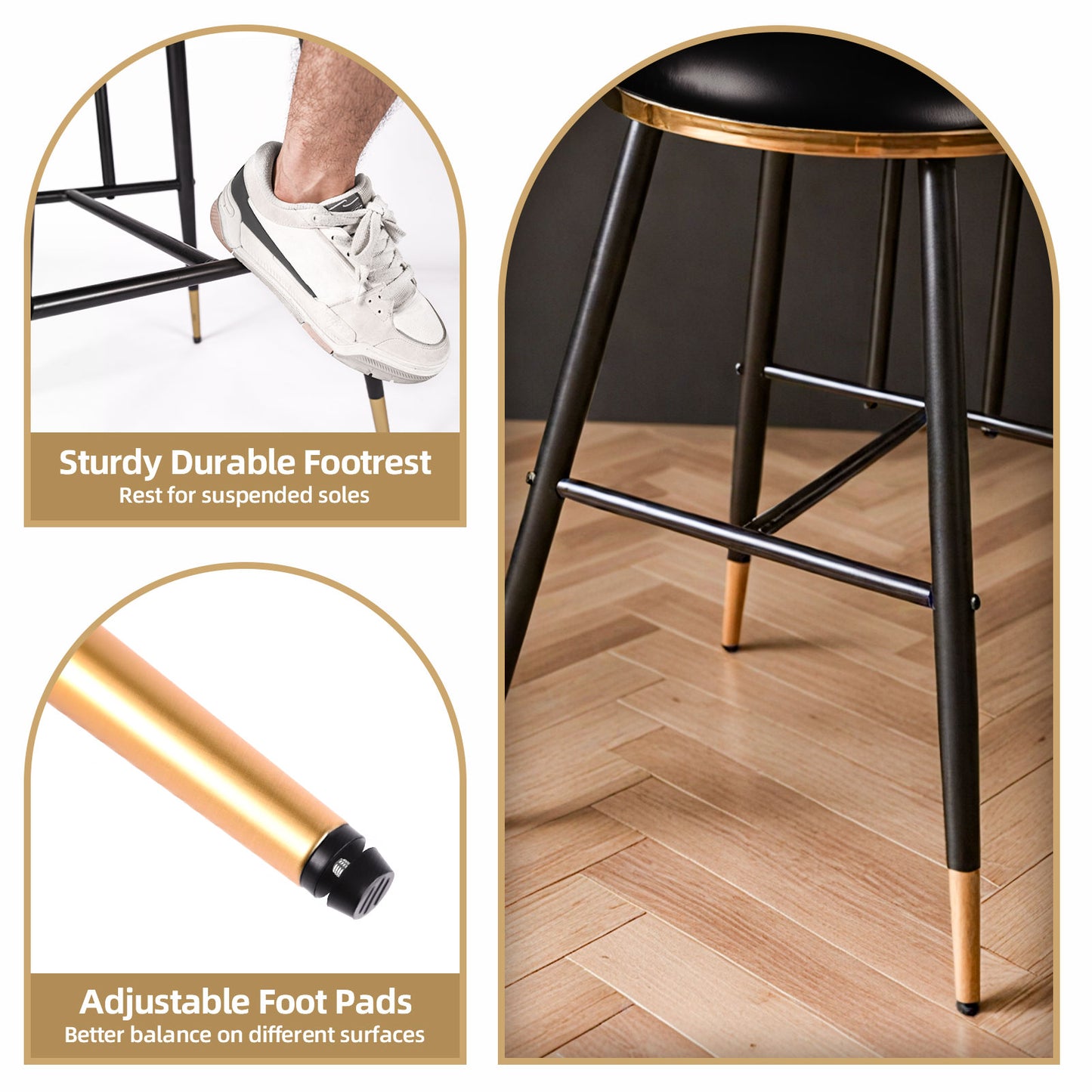 Bar Stools Set of 2, 26" Counter Height Upholstered Bar Chairs with Back for Kitchen Island & Home Bar