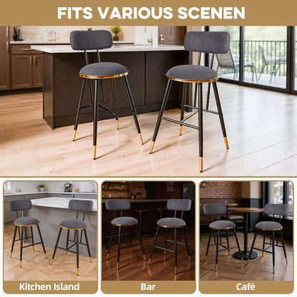 Bar Stools Set of 3, 26" Counter Height Upholstered Bar Chairs with Back for Kitchen Island & Home Bar (Copy)