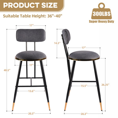 Bar Stools Set of 3, 26" Counter Height Upholstered Bar Chairs with Back for Kitchen Island & Home Bar (Copy)