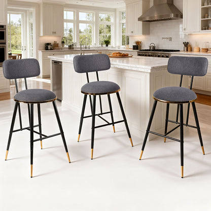 Bar Stools Set of 3, 26" Counter Height Upholstered Bar Chairs with Back for Kitchen Island & Home Bar (Copy)
