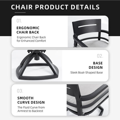 Cavallo Black Aluminum Outdoor Swivel Rocker with Sunbrella Cushions (2-Pack)