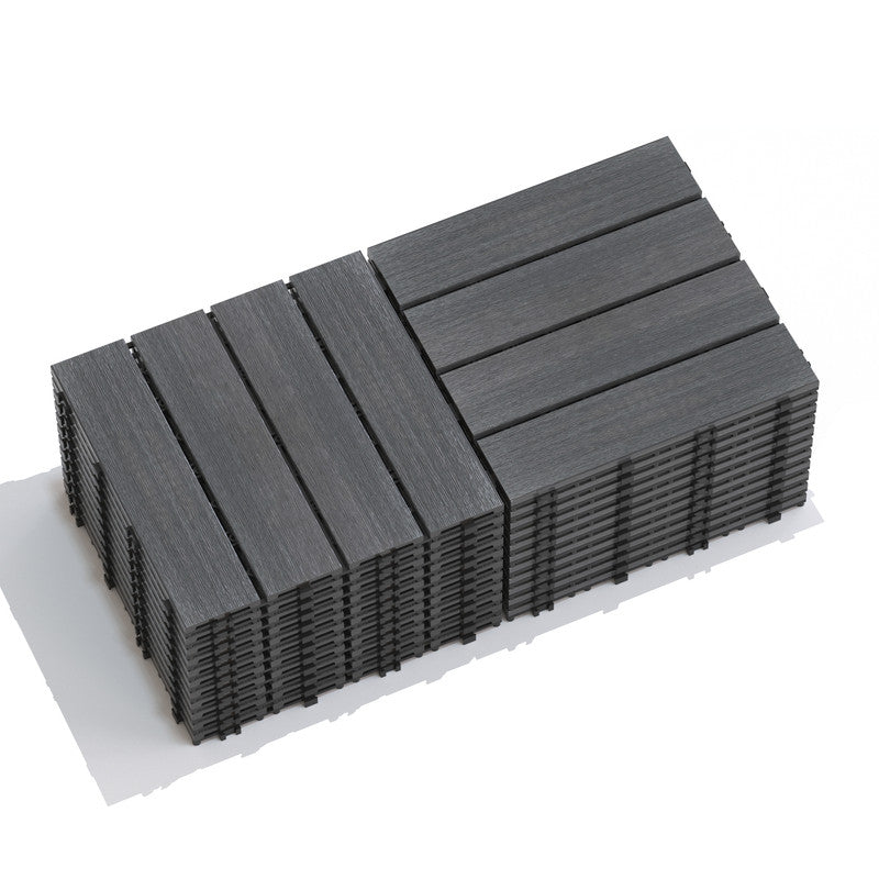 Wood-Plastic Composite Patio Deck Tiles, 12 in. x 12 in. Interlocking Deck Tiles in Grey