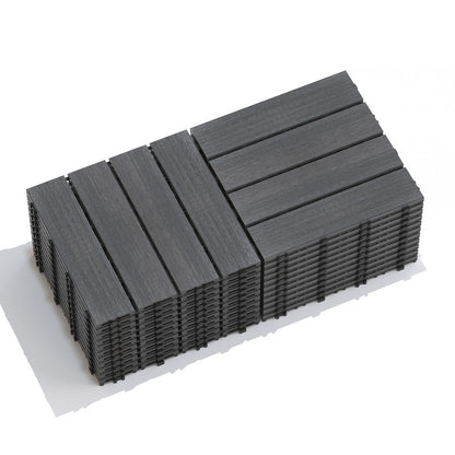Wood-Plastic Composite Patio Deck Tiles, 12 in. x 12 in. Interlocking Deck Tiles in Grey