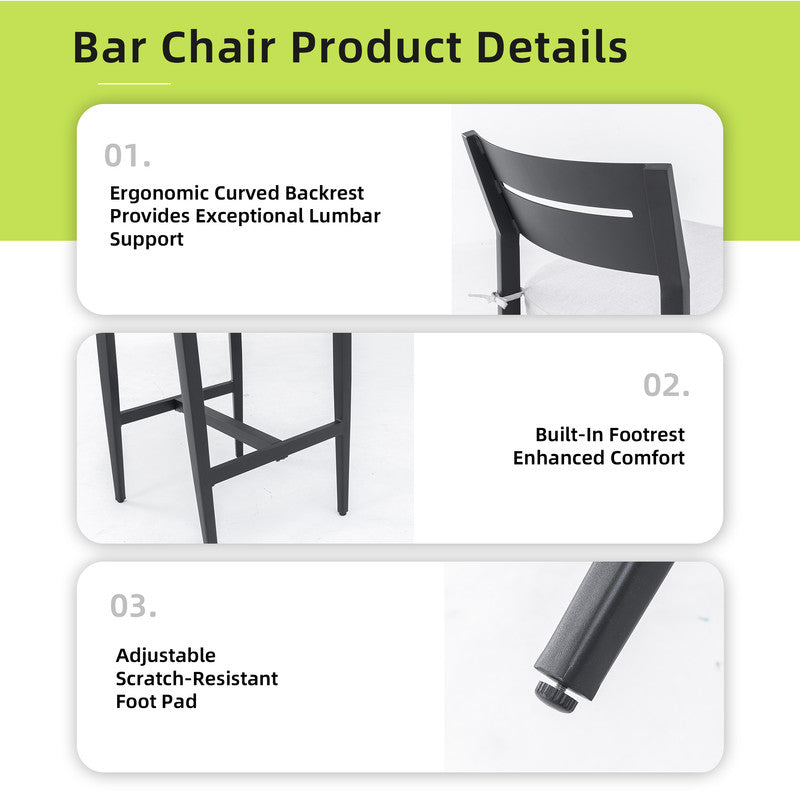 Barvallo 5-Piece Aluminum Rounded-Square 41.7 in. Outdoor Bistro Set with Sunbrella Silver Cushion and Umbrella Hole