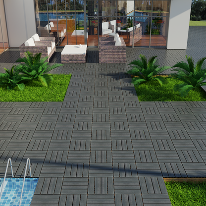 Wood-Plastic Composite Patio Deck Tiles, 12 in. x 12 in. Interlocking Deck Tiles in Grey
