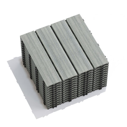Wood-Plastic Composite Patio Deck Tiles, 12 in. x 12 in. Interlocking Deck Tiles in Light Grey