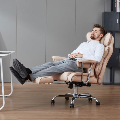 Big & Tall Executive Office Chair with Footrest – Reclining High-Back Leather Chair, Heavy-Duty Support up to 400 lbs
