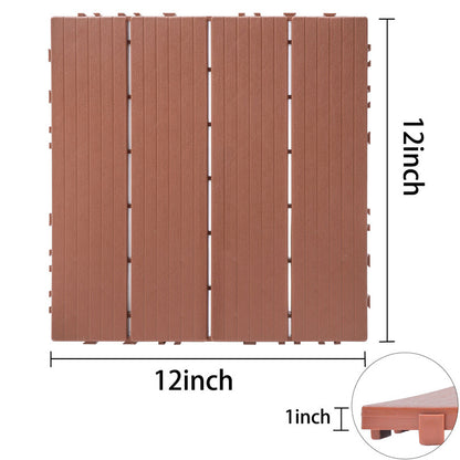 1ft. x 1ft. Patio Plastic Interlocking Deck Tiles, Deck Tiles Interlocking Outdoor All Weather (44 per Case)