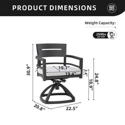 Cavallo Black Aluminum Outdoor Swivel Rocker with Sunbrella Cushions (2-Pack)