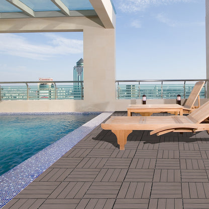 1ft. x 1ft. Patio Plastic Interlocking Deck Tiles, Deck Tiles Interlocking Outdoor All Weather (44 per Case)