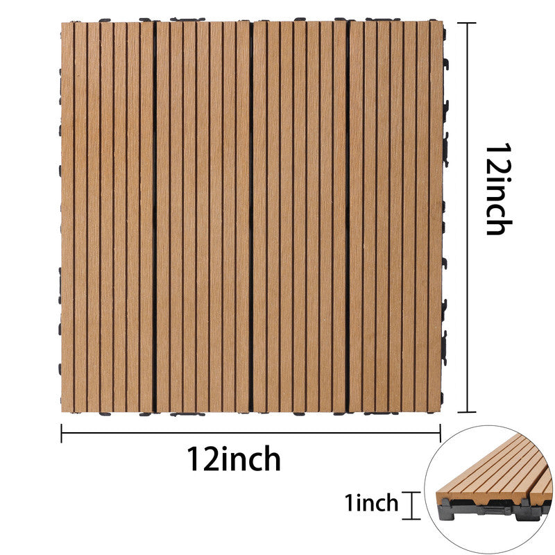 11.8 in. x 11.8 in. Interlocking Deck Tiles (Set of 20), Waterproof Wood Plastic Composite Outdoor Floor Tiles