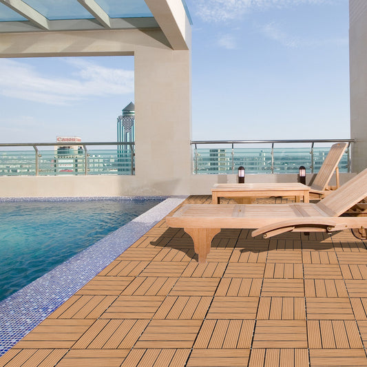 11.8 in. x 11.8 in. Interlocking Deck Tiles (Set of 20), Waterproof Wood Plastic Composite Outdoor Floor Tiles