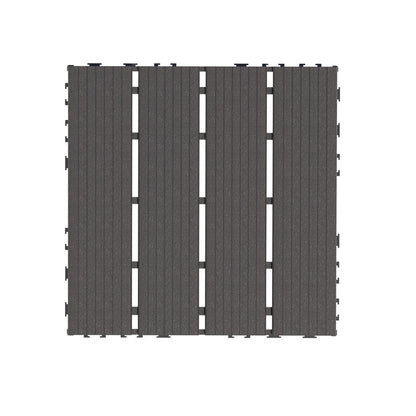 12 in. x 12 in. Plastic Interlocking Deck Tiles, 4-slat Outdoor Flooring Tile in Brown(44-Pack)