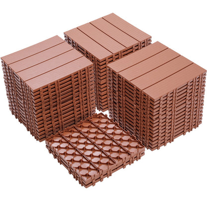 1ft. x 1ft. Patio Plastic Interlocking Deck Tiles, Deck Tiles Interlocking Outdoor All Weather (44 per Case)