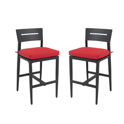 Barvallo Aluminum Outdoor Bar Stool with Sunbrella Cast Silver Cushion (2-Pack)