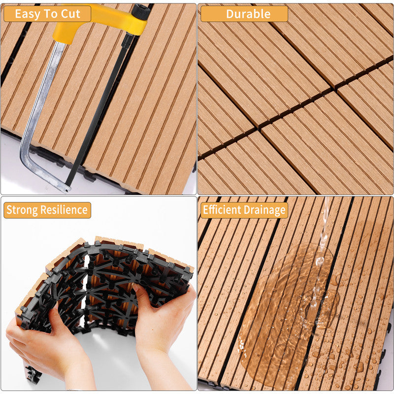 11.8 in. x 11.8 in. Interlocking Deck Tiles (Set of 20), Waterproof Wood Plastic Composite Outdoor Floor Tiles